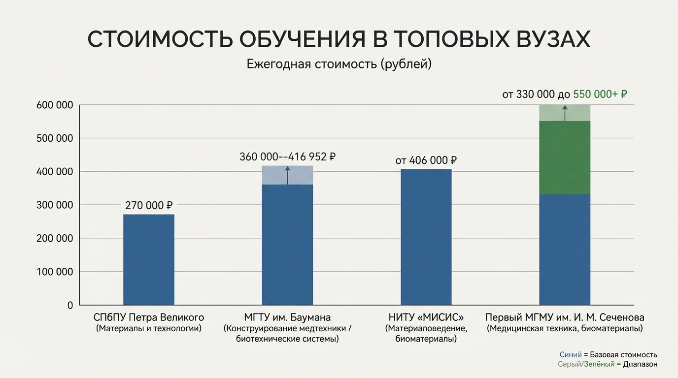 Стоимость обучения в топовых вузах